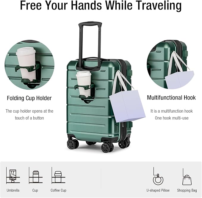 KYME Green Carry On Luggage 22x14x9 Airline Approved Expandable 20 Inch - Image 3