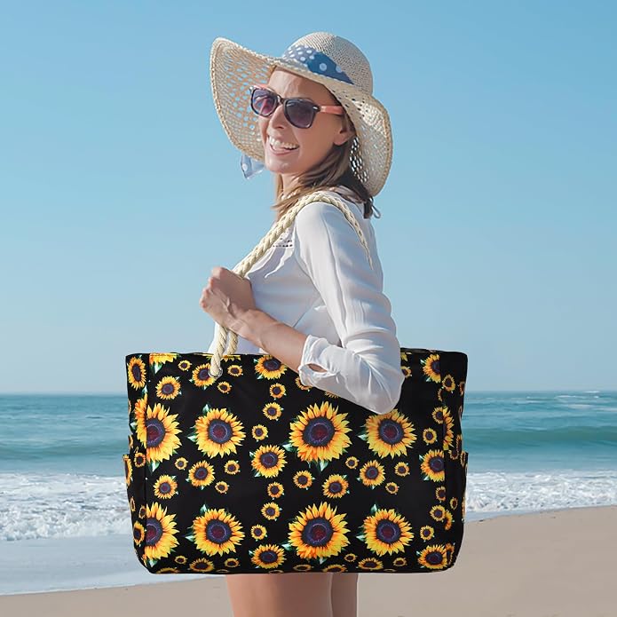 Becokan Beach Bag Large Beach Tote Bag - Image 6