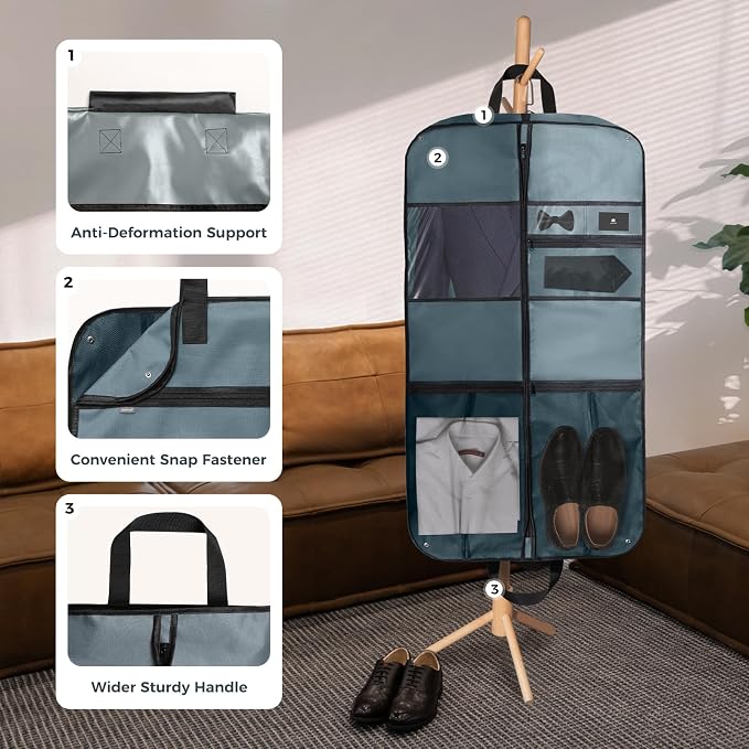 pack all 43" Premium Gusseted Travel Garment Bag, Heavy Duty Hanging Suit Bag - Image 3