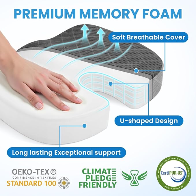 TushGuard Office/Car Seat Cushion, Non-Slip Sciatica & Back Coccyx Tailbone - Image 3
