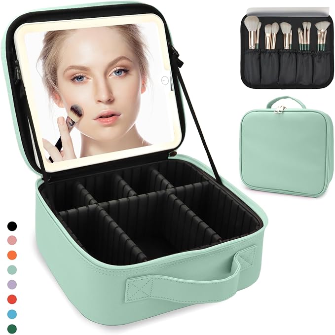 Travel Makeup Bag with LED Lighted Mirror, Travel Makeup Organizer, 3 Color by MORMIDTravelMakeupBag