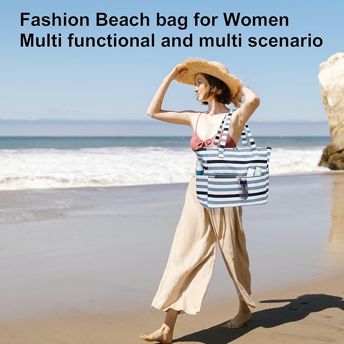 LEDAOU Beach Bag Waterproof Sandproof Women Tote Bag Pool Bag - Image 3