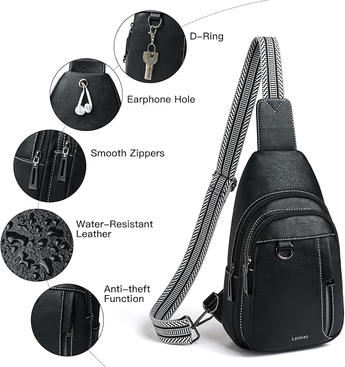 7L Sling Bag for Women Men Leather Small Sling Backpack Daypack Anti Theft - Image 4