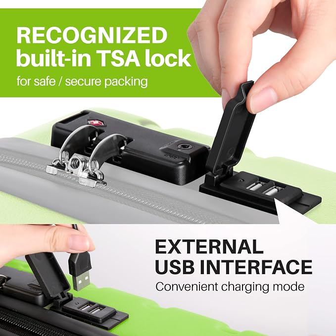 AnyZip Suitcase Hardside PC ABS Lightweight USB Luggage - Image 3