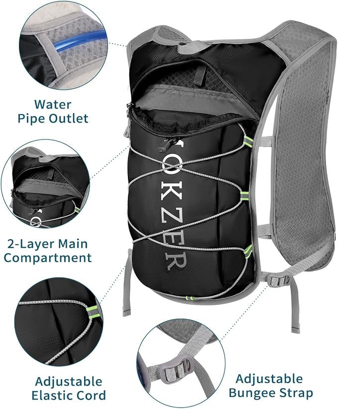 Running Hydration Vest with a 2L Water Bladder, Hydration Pack Lightweight - Image 3