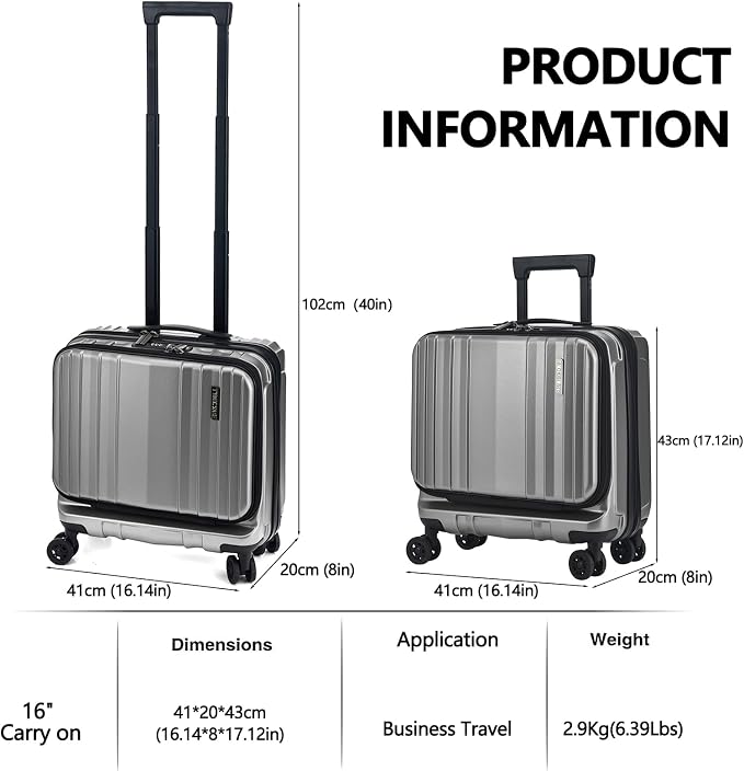 TydeCkare 16" Carry on Luggage - Image 3