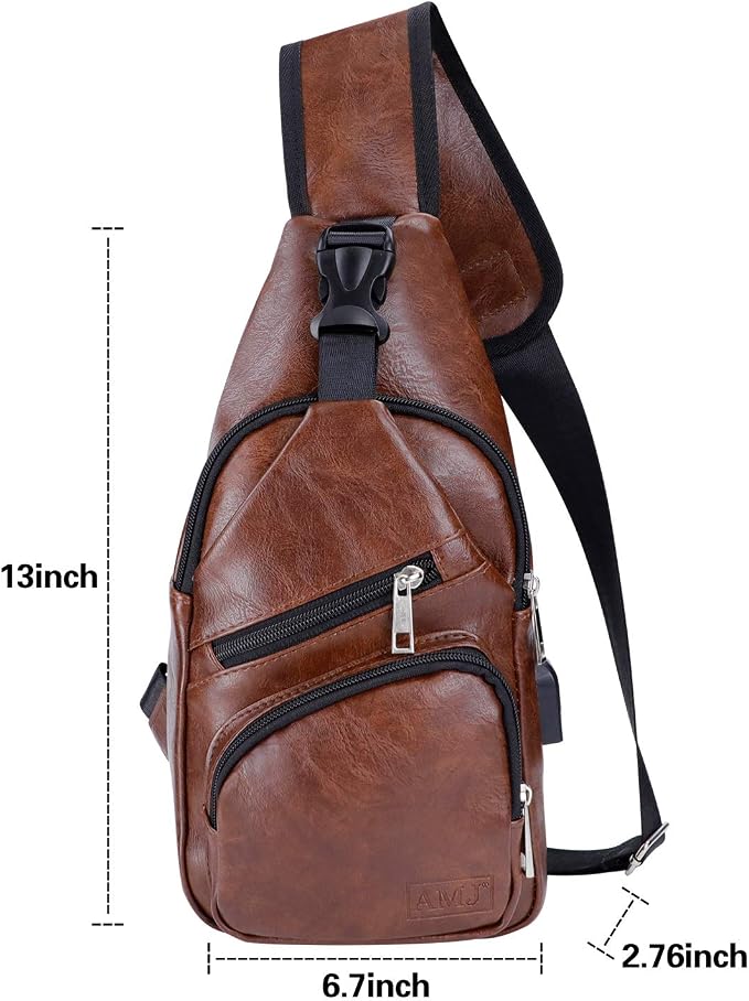 AMJ Crossbody Sling Bag Men Women, Casual Shoulder Backpack, Chest Daypack - Image 2