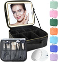 Makeup Bag with Led Mirror, Travel Makeup Organizer with 3 Color Setting & 10X by SUILU