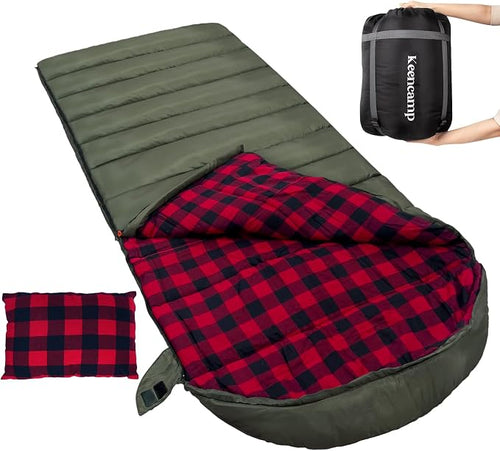 0 Degree Sleeping Bag Cotton Flannel Winter Cold Weather by Keencamp