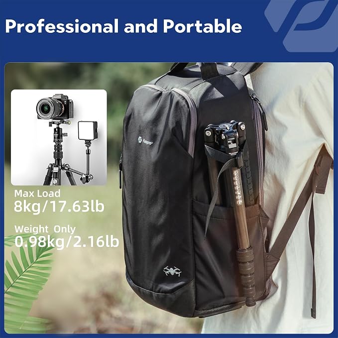 Fotopro 59" Carbon Fiber Travel Tripod, Lightweight Compact Camera Tripod - Image 2