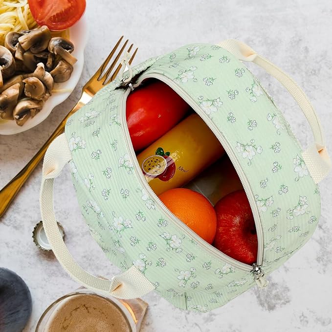 Bluboon Lunch Bag for Women Men Cute Corduroy Lunch Tote Bags Reusable - Image 7