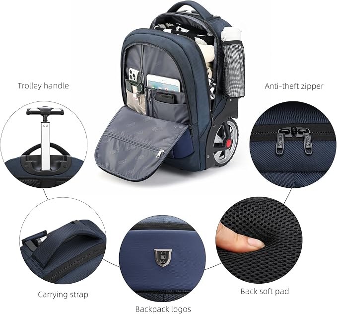 Rolling Backpack, Waterproof Backpack - Image 5