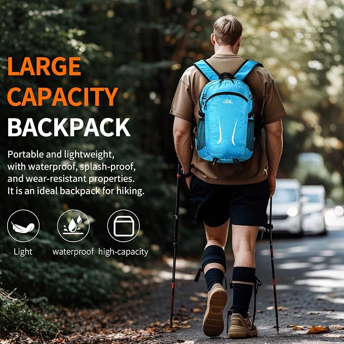 Large Hiking Daypack, 30L Waterproof Hiking Backpack Packable Lightweight - Image 2