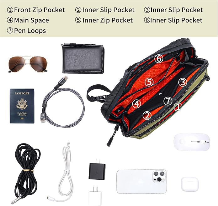 Electronics Organizer Tech Travel Pouch – Waterproof Nylon Diamond Quilted & - Image 4