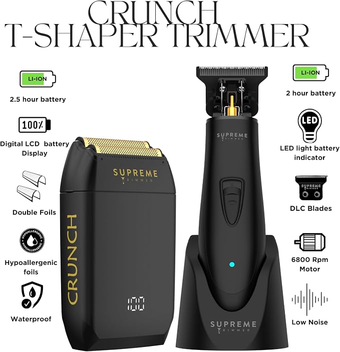 Supreme Trimmer 2-in-1 T-Shaper Trimmer & Crunch Foil Shaver | STF602 Electric - Image 2