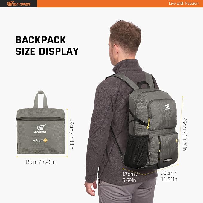 SKYSPER Lightweight Packable Backpack - 30L Hiking Daypack - Image 6