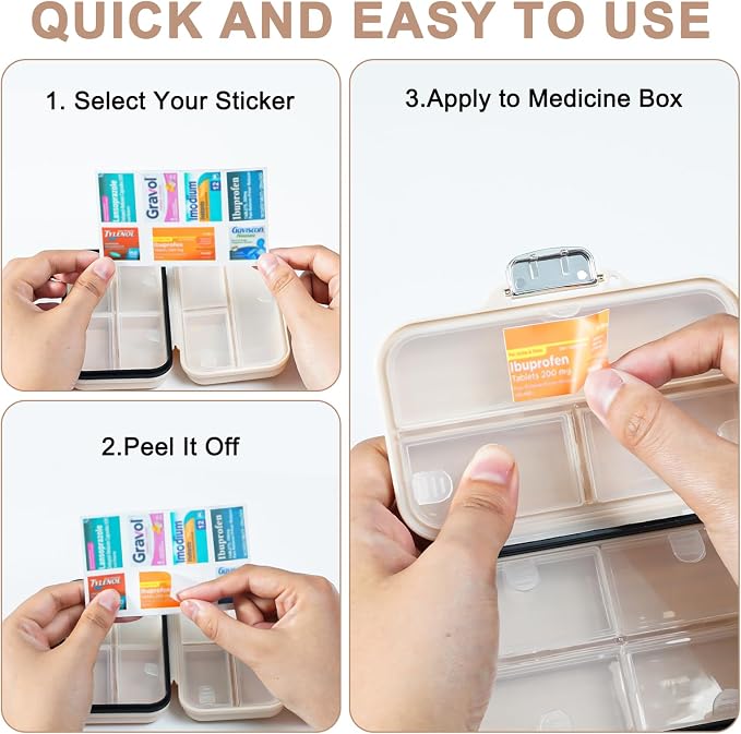 Travel Pill Organizer Box with Medicine Labels, Daily Medication Organizer - Image 4