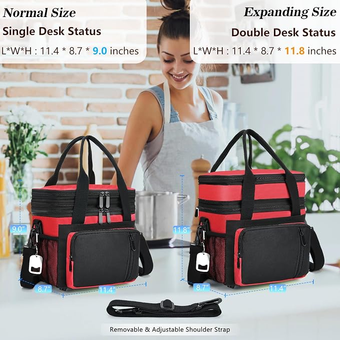 Insulated Lunch Bag Women & Men | Large Adult Lunch Box | Double-Layer Reusable - Image 4