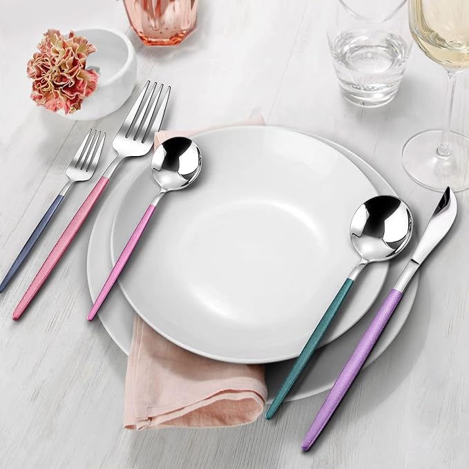 Mirror Silver multicolor Silverware Set, 20-Piece Stainless Steel Flatware Set - Image 6
