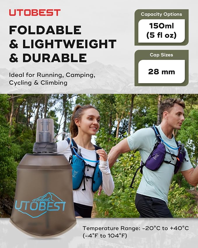 UTOBEST 150ml Soft Flask, 2 Pack Flexible TPU Hydration Water Bottle, - Image 7