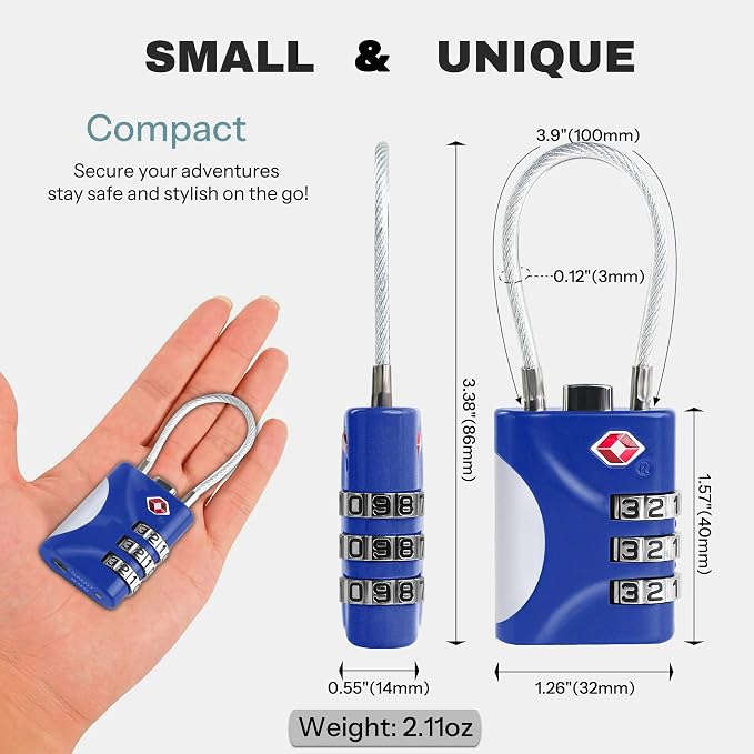 TSA Approved Locks for Luggage, Small Combo Lock - Image 2
