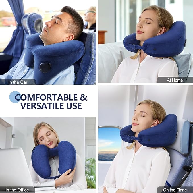 Sunany Neck Pillow for Travel Inflatable Airplane Pillow Comfortably Supports - Image 2