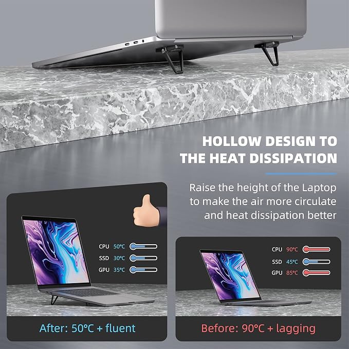 Laptop Stand for Desk, Portable Anti-Slip Keyboard Riser, Zinc Alloy Keyboard - Image 3