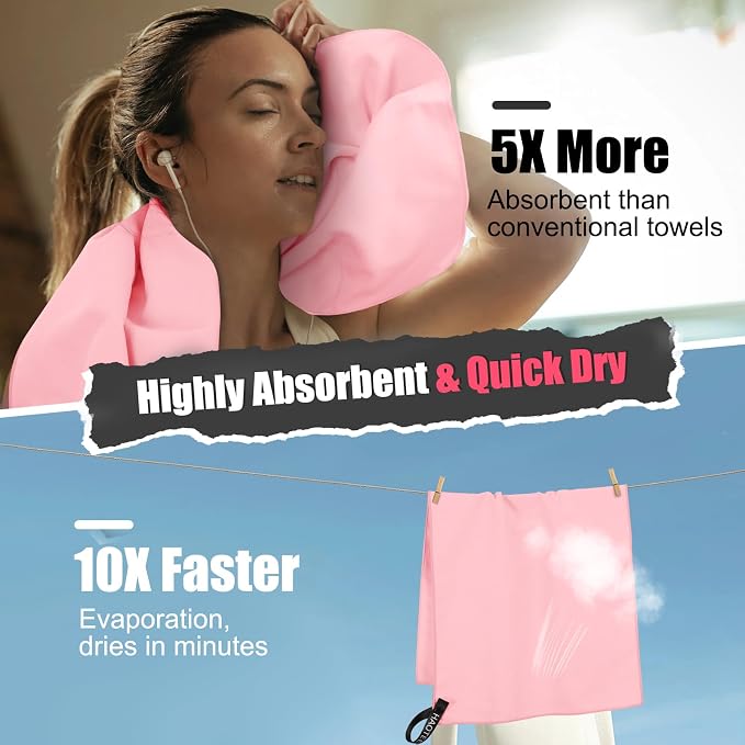 Quick Dry Travel Towel, 3 Sizes 1 Pack Camping Microfiber Towel, Lightweight - Image 4