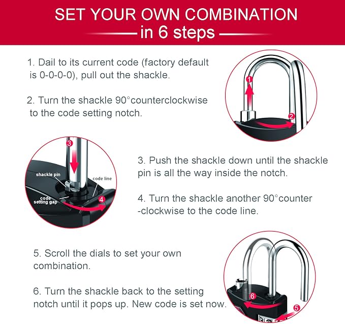 ZHEGE Luggage Lock, TSA Approved Travel Lock, 4 Digit Combination Padlock - Image 7