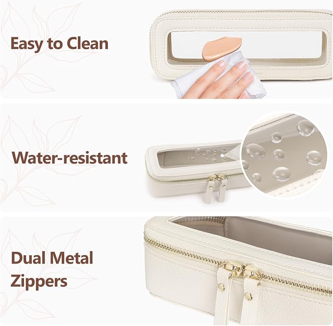 PACKISM Slim Clear Makeup Brush Bag, Pebbled Texture & Hard PU Leather Small - Image 7