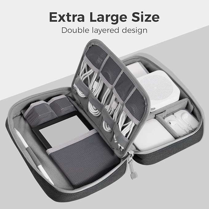 pack all Electronic Organizer Plus, Larger Capcity Cable Organizer Bag - Image 4