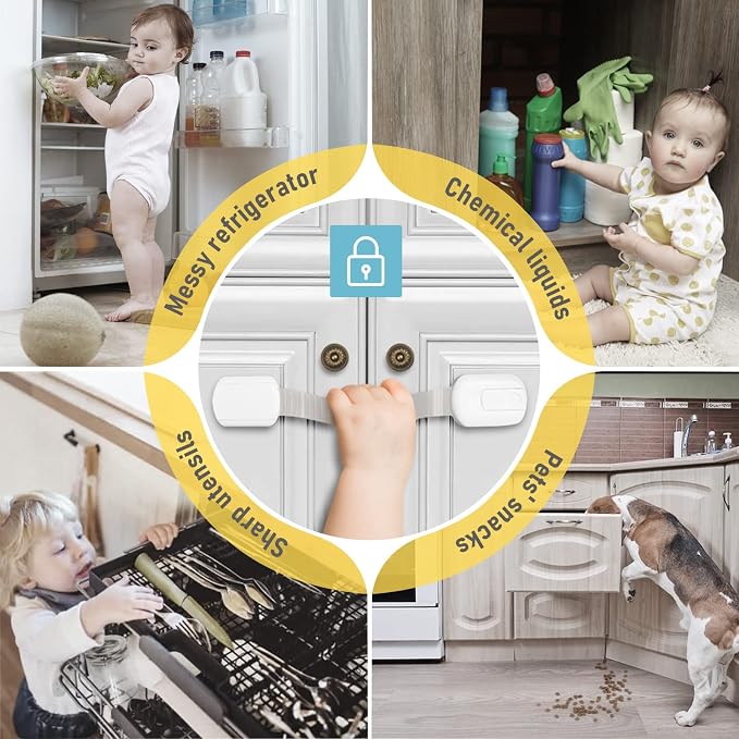 4our Kiddies 10 Pack Baby Proof Cabinet Latches, Childproof Drawer Latches - Image 2