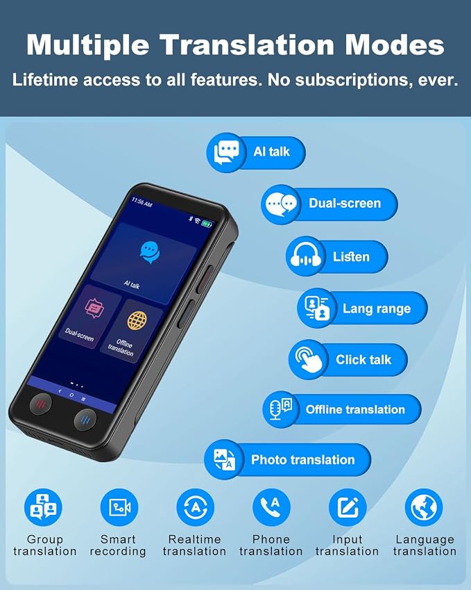 Language Translator Device No WiFi Needed, Dual Screen Real Time Translator Two - Image 2