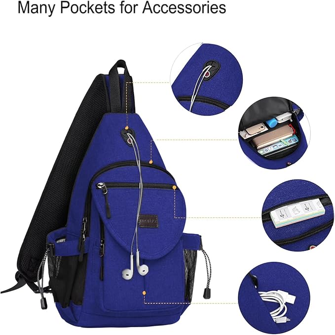 MOSISO Sling Backpack, Canvas Crossbody Hiking Daypack Bag - Image 3