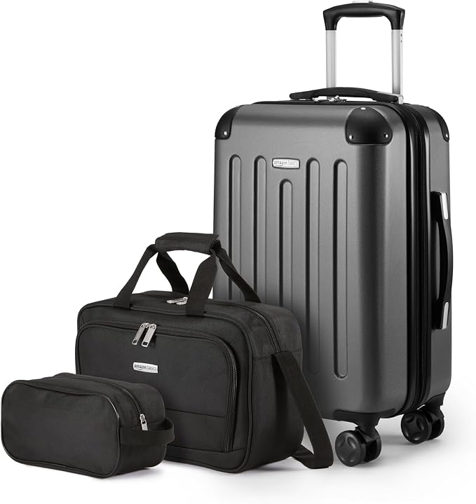 Amazon Basics 3-Piece Luggage Set, Including Carry-On Luggage, and 10" Compact by AmazonBasics
