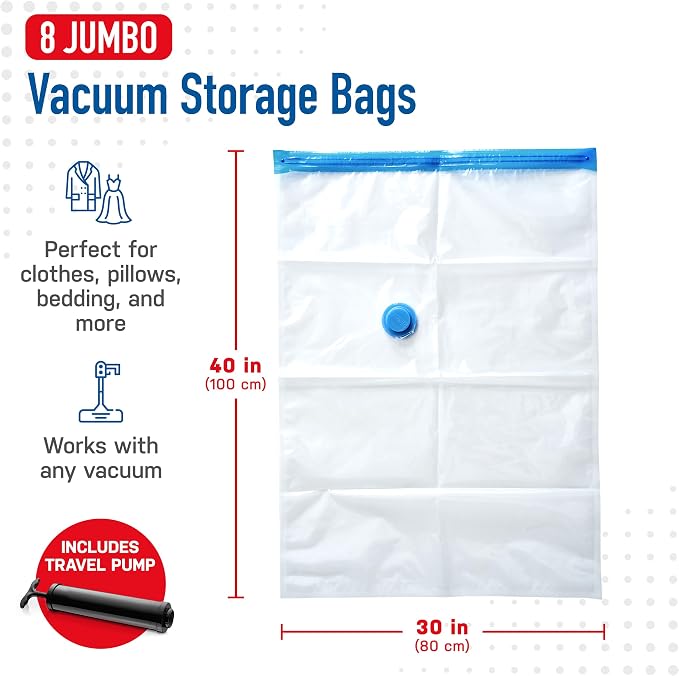 8 Pack Jumbo Vacuum Storage Bags - Image 3