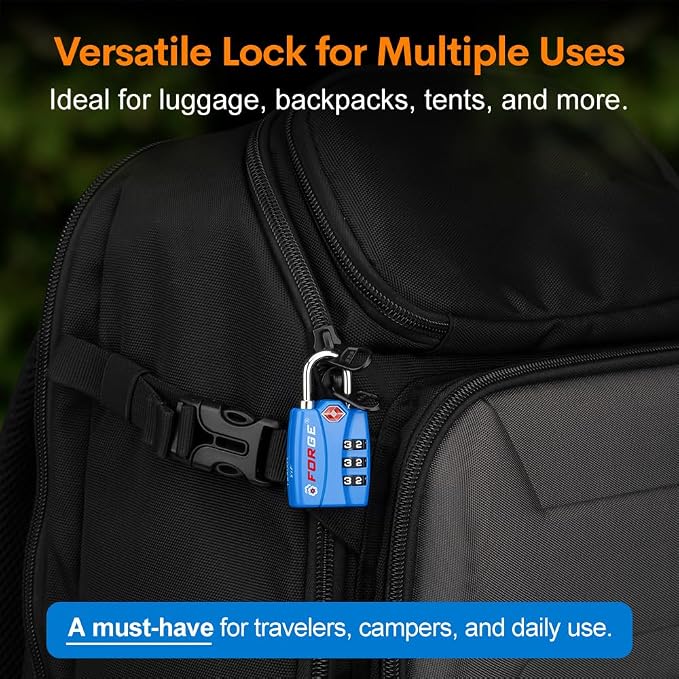 Forge Luggage Locks TSA Approved 4 Pack 4 Colors, Small Combination Lock - Image 5