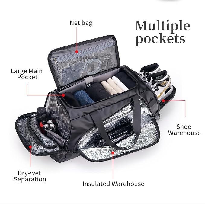 Duffle Bag for Travel, Carry on Gym Bag for Men, Waterproof Sport Bags - Image 8