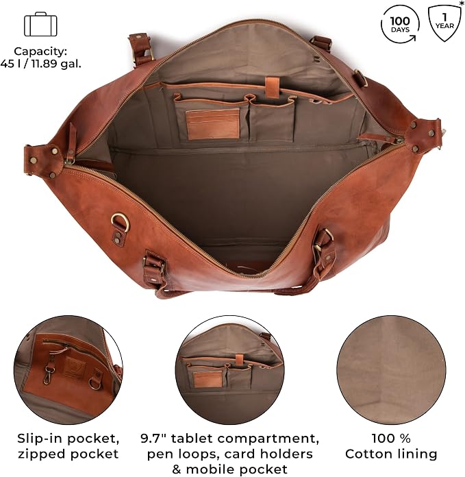 Berliner Bags Vintage Leather Duffle Bag München - Image 4