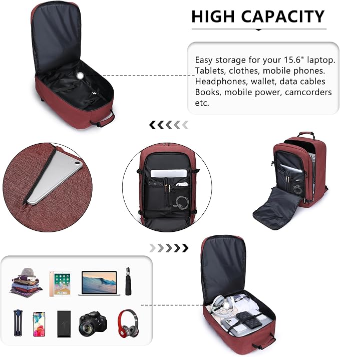 Kono Carry on Backpack, Waterproof Lightweight Daypack - Image 5