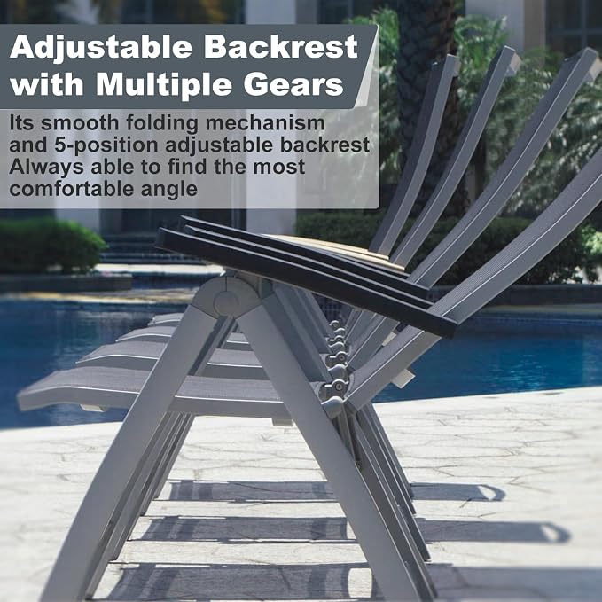 Folding Chair, Indoor & Outdoor Balcony, Patio Porch, Garden Lawn, - Image 5