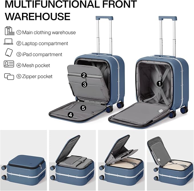 mixi Carry On Luggage, 18” Suitcase - Image 4