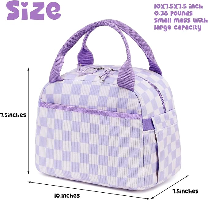 Bluboon Lunch Bag for Women Men Cute Corduroy Lunch Tote Bags Reusable - Image 2