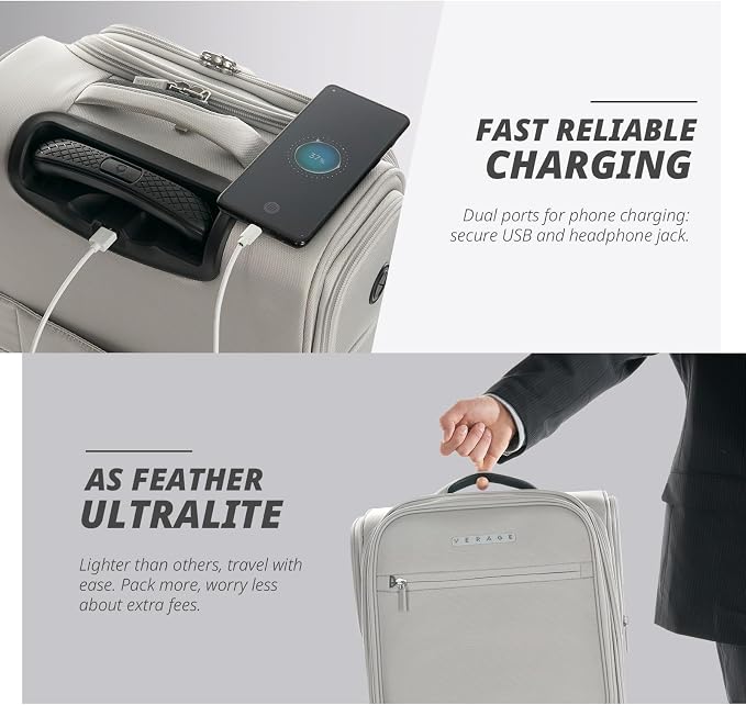 Verage Under Seat Luggage with Wheels, Softside Small Suitcase Spinner Carry On - Image 6