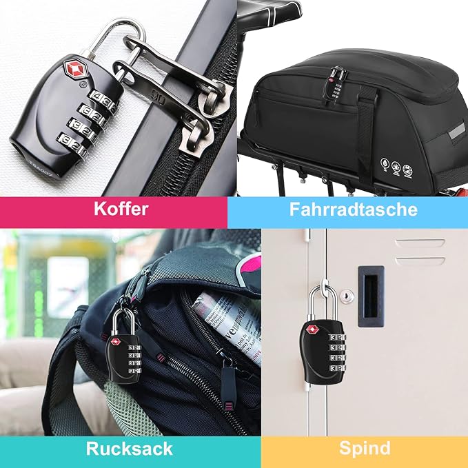 ZHEGE Suitcase Lock TSA Approved, 4 Digit Combination Luggage Lock Resettable - Image 6