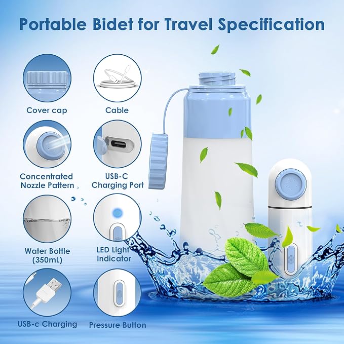 Portable Bidet for Travel – 350ml High Pressure Handheld Electric Portable Bidet - Image 4