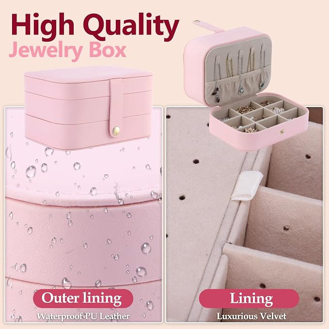 Travel Jewelry Case with LED Lighted Mirror, Personalized Birthday Gifts - Image 4
