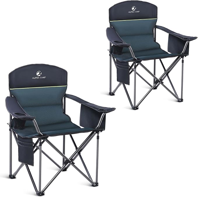 ALPHA CAMP Oversized Camping Chair Heavy Duty Lawn Chair by ALPHACAMP