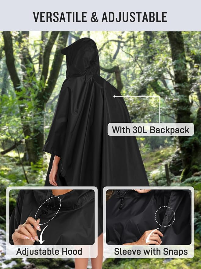 SaphiRose Hooded Rain Poncho Waterproof Raincoat Jacket - Image 6