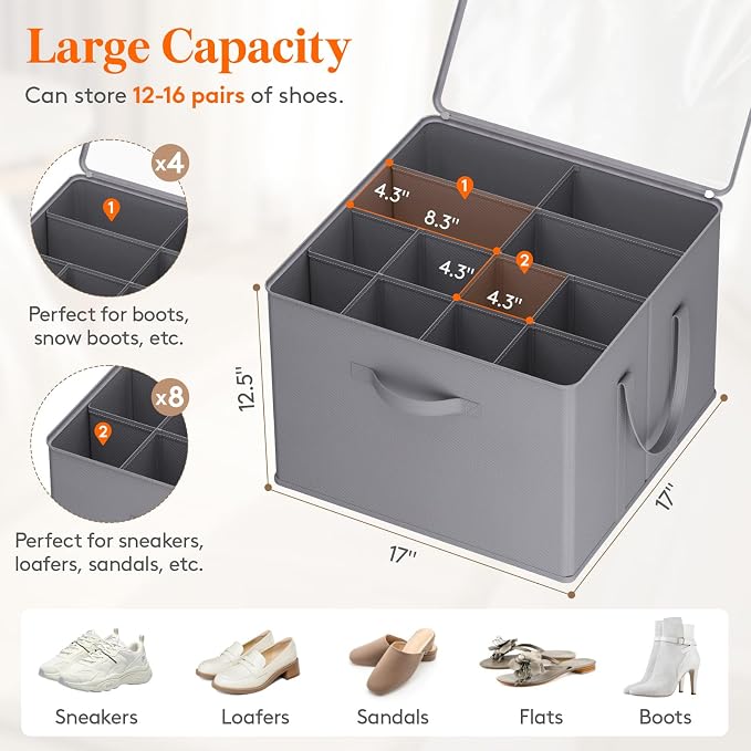Lifewit Shoe Storage Organizer for Closet, Fits 12-16 Pairs, Large Shoe Box - Image 2